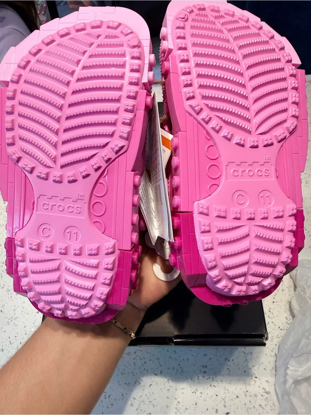 CROCS Kids LEGO Classic Clog in Bright Pink
